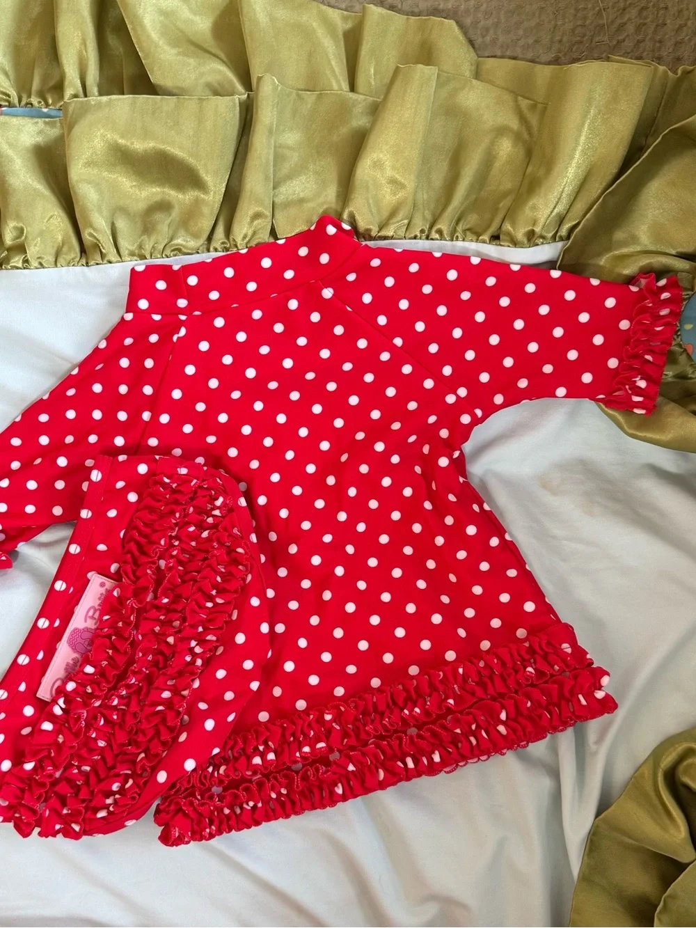 Ruffle Butts Red with White Polka Dot Ruffle Swim Set